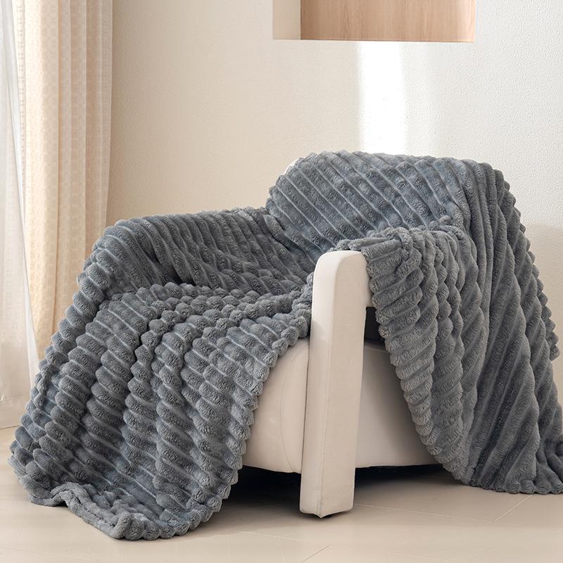 Striped Solid Color Multi-Functional Blanket for Sofa, Dorm, or Napping