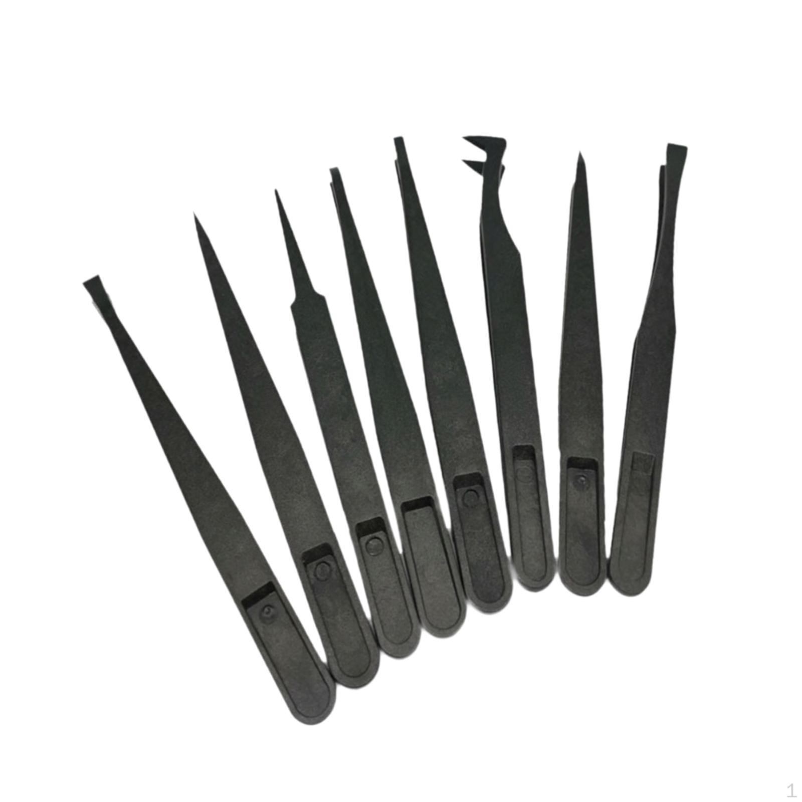 8 Pieces Precision Tweezers Set Anti Statics for Craft Laboratory Work Model