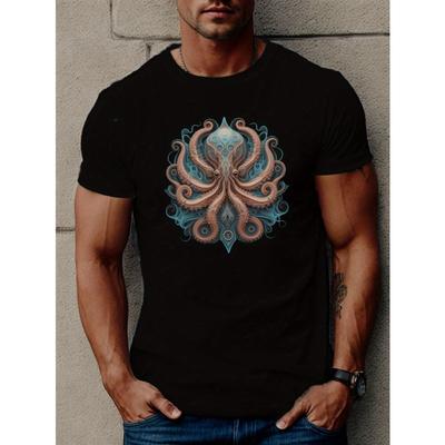Europäische Größen Oktopus Herren Kurzarm T-Shirt Sommer T-Shirt Top