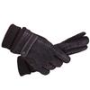 Eternal Leaf Pigskin Suede Gloves with Ribbed Knit and Fleece Smartphone FT16206 Lining, Compatible, Non-Slip Leather, Men's, (02.Brown)