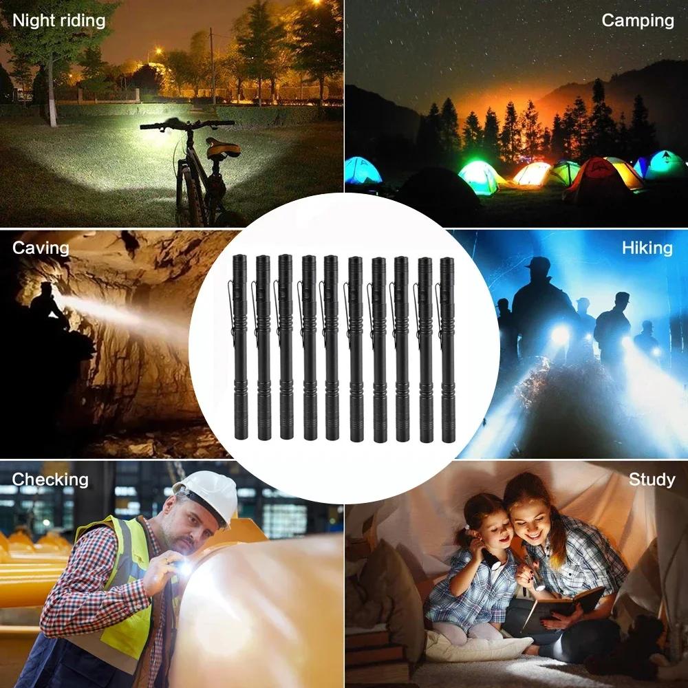 Portable Pen Light Mini LED Flashlight Small Torch Pocket Emergency Lights Pen Flashlights Handlight Use AAA Batteries