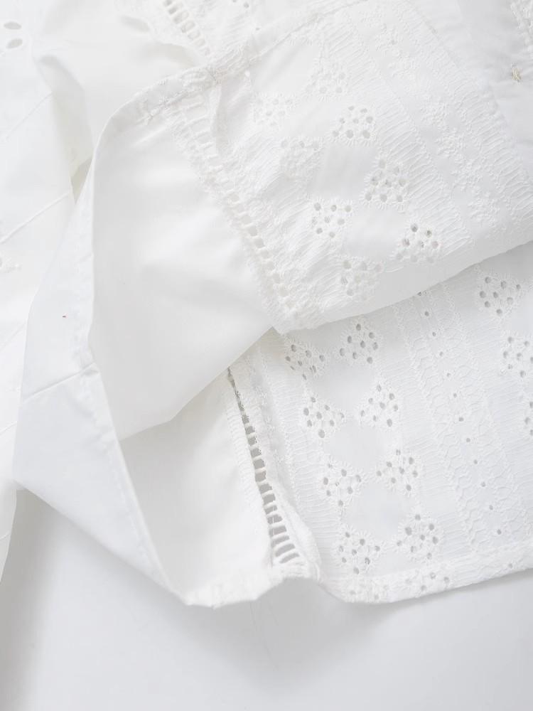 Spring 2025 European & American Style Women's Casual Hollow Embroidery Shirt