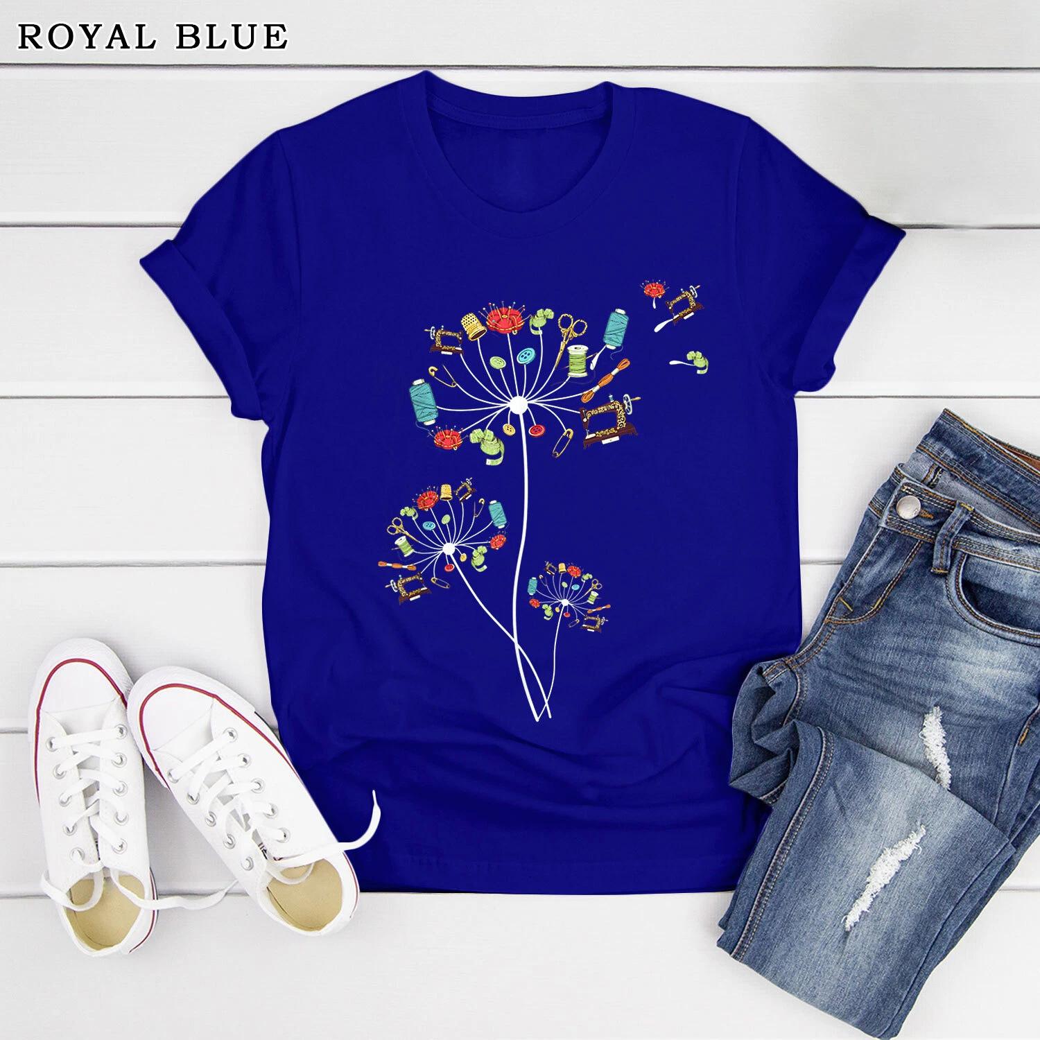 Sewing Dandelion Flowers Quilting T-shirt, Funny Sewing Machine Shirt, Quilting 3XL