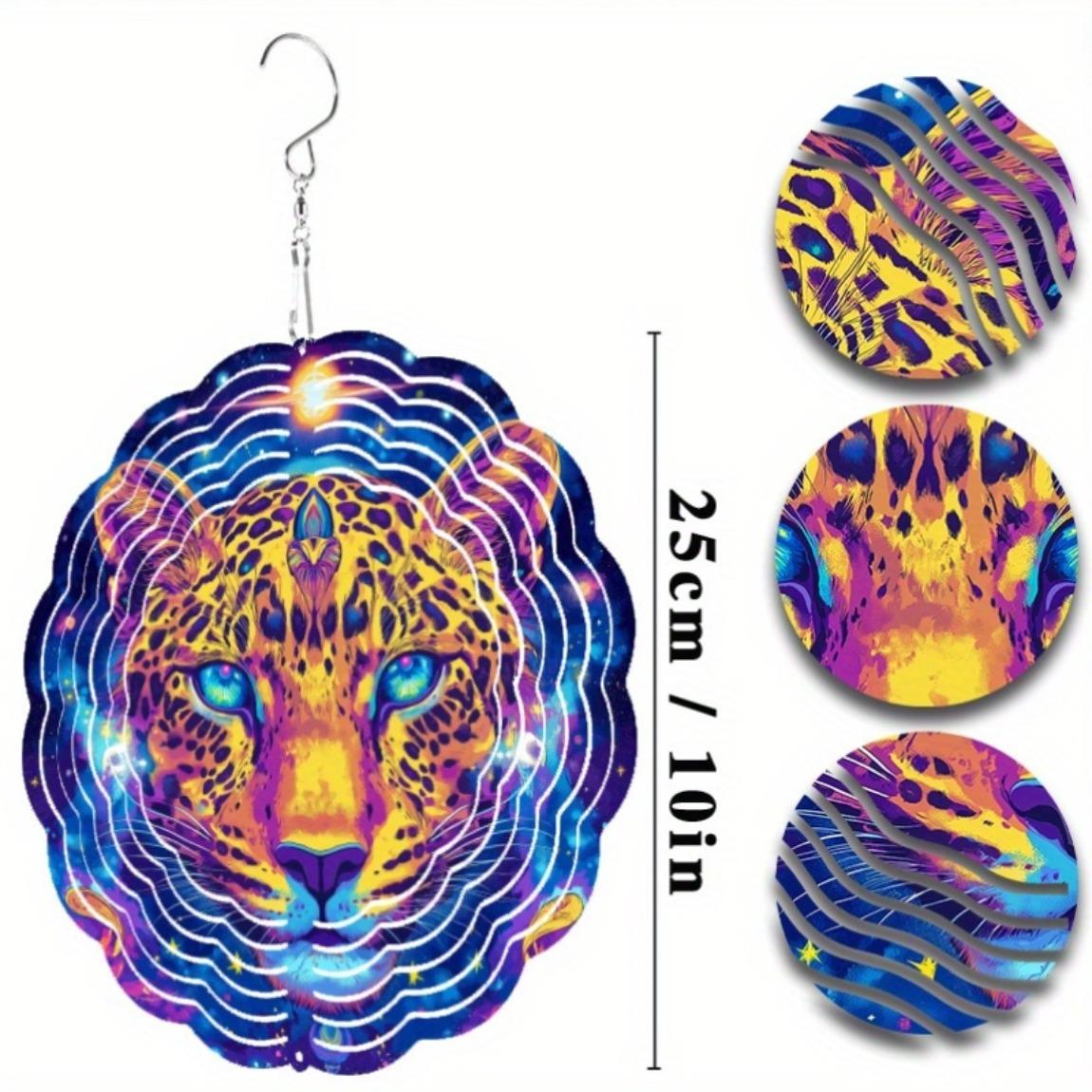 

10 Inch Starry Sky and Leopard Pattern Metal Wind Spinner Outdoor Garden Decor Halloween Indoor Hanging Wind Chime for Patio Yard 01A