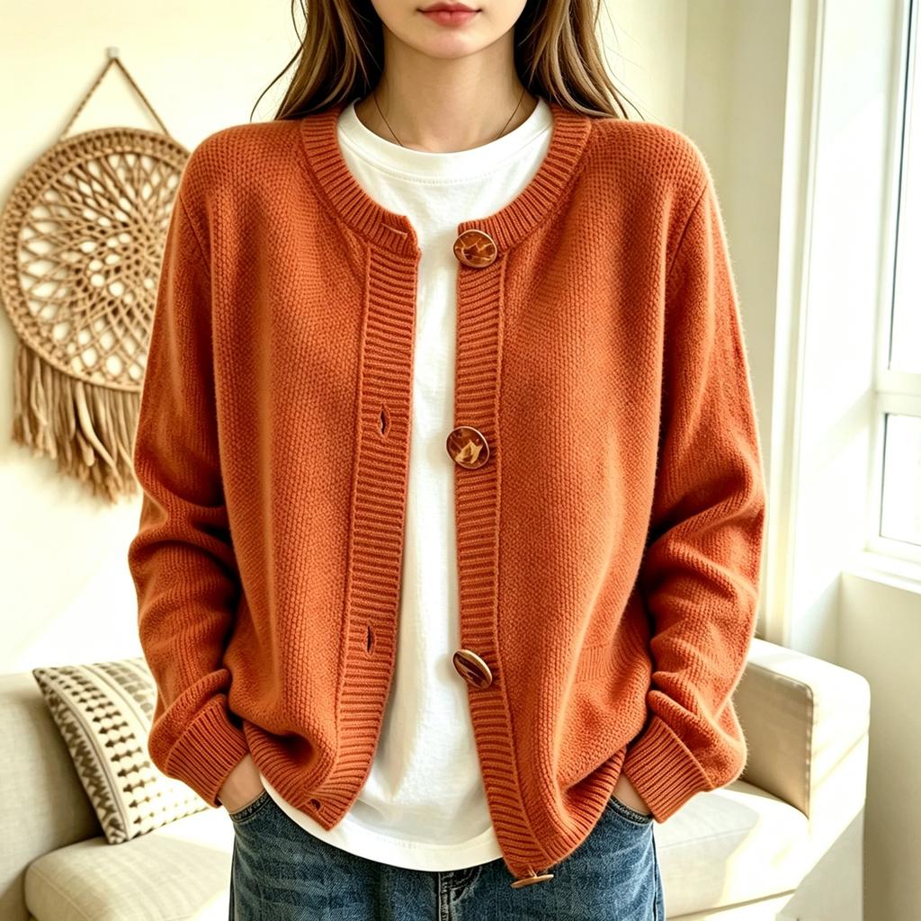 Women's Casual Button Down Cardigan Sweater, Long Sleeve Knit Outerwear for Everyday Wear