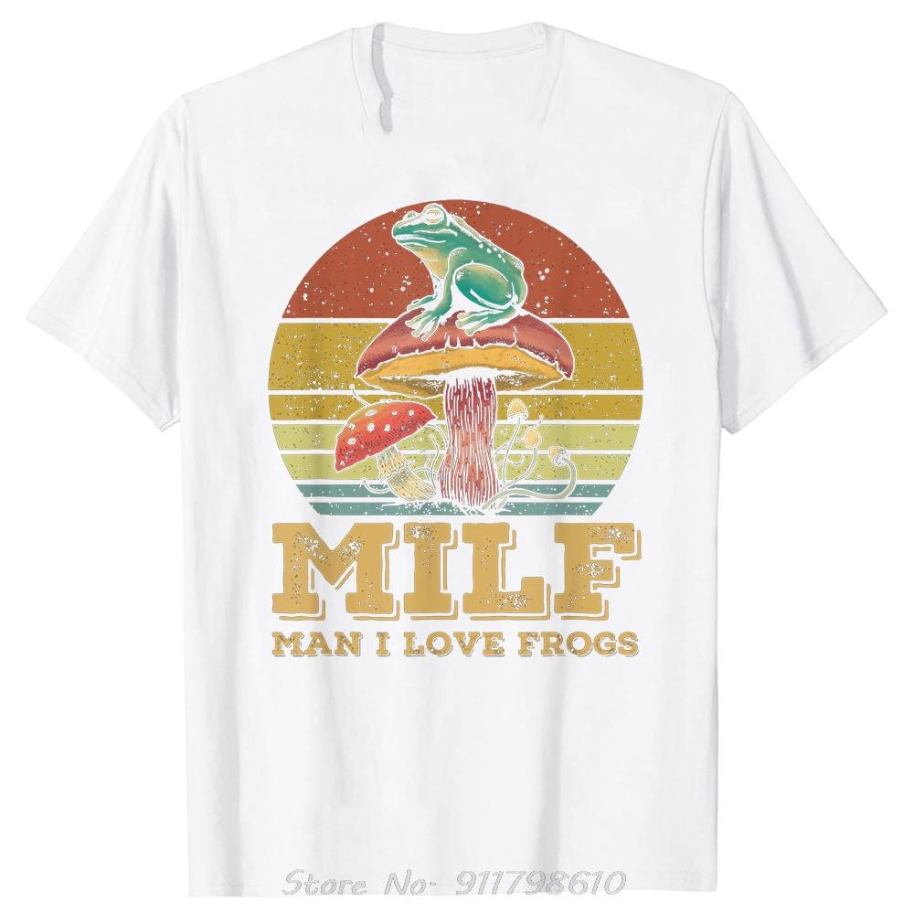 DILF I Love Frogs Funny Saying Frog Men's Clothing Round Neck Oversized T-shirt Fashion Cotton Tshirt Basic Milf Fitness T Shirt