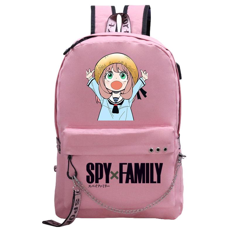 

Spy Playhouse Ania Around Cute Printed Multifunctional Backpack Chain Ribbon Backpack Student School Bag average size