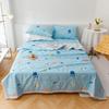 Cartoon Fish Pattern Summer Quilt 100% Cotton Soft Air Conditioning Thin Quilt for Kids Teens Home Sofa Bedroom Thin Blanket