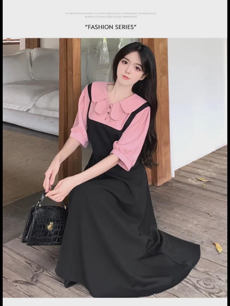 Trendy Doll Collar Lace Slim Dress - Summer French Tea Break