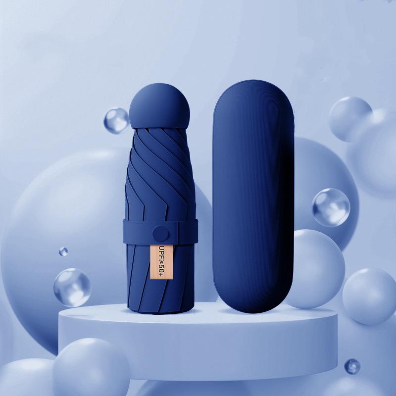 Black Plastic 50% Fold Ultra-Light Pocket Umbrella - Portable, Mini, for Sun/Rain