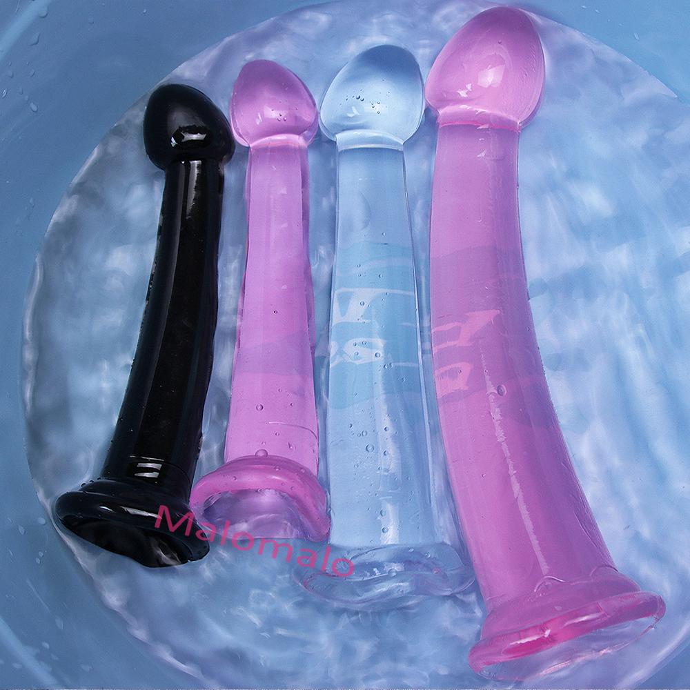 Sotf TPE Transparent Butt Plug Jelly Dildo Cheap 4Sizes Suction Cup Cock Vaginal Masturbation Small Penis Women Man Sex Toys