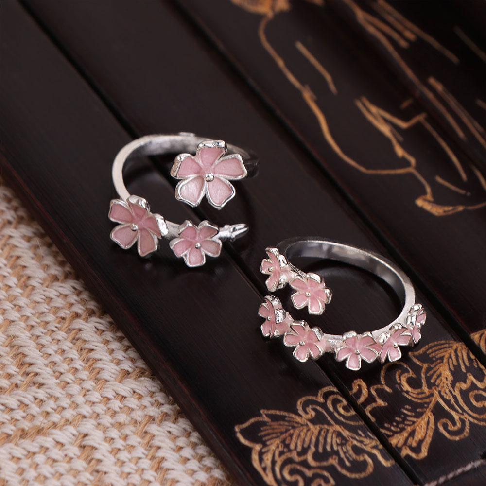 Drop Oil Design Open Adjustable Ring Dainty Flower Bracelet New Cherry Blossom Ring Gift