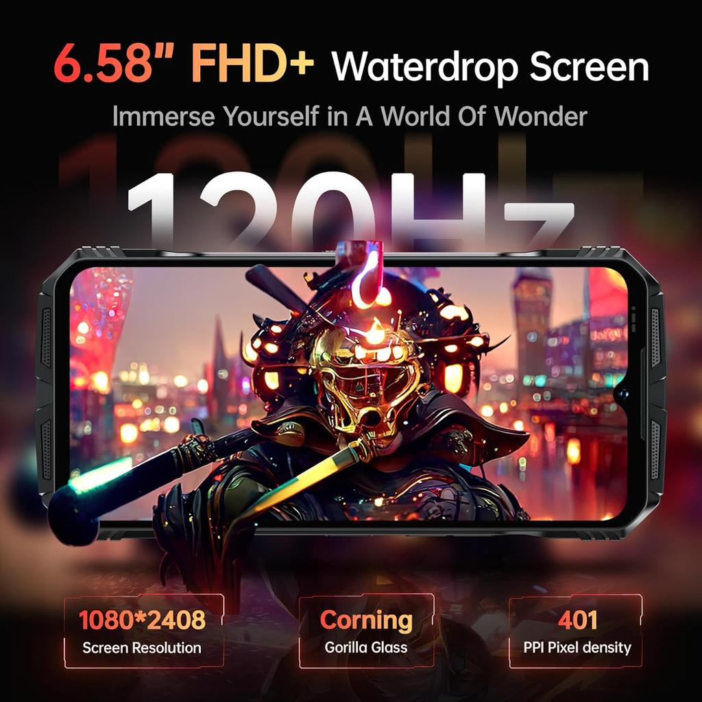 DOOGEE S118 Mobile Phones Android 14, 20GB RAM+512GB ROM Smartphone Helio G99, 10800mAh(33W Fast Charge) , 6.58” FHD+ 120Hz, 50MP+12MP Night Vision