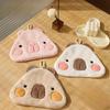 Capybara Round Coral Velvet Hand Towel, Kitchen Hanging Dual-purpose Water-absorbing and Quick-drying Square Towel