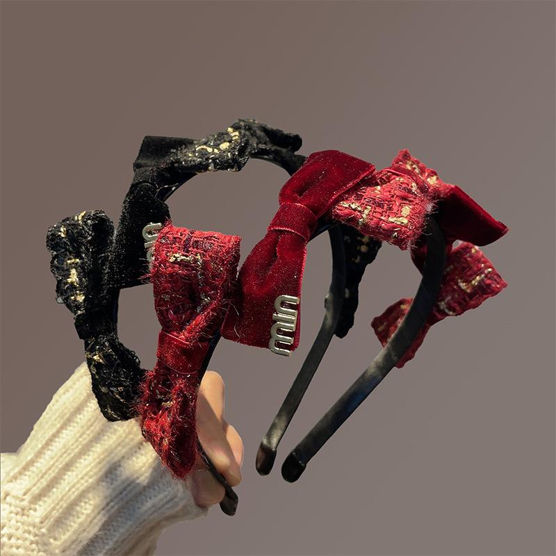Retro Style Headbands Retro Velvet Bow Womens Black Red Hair Accessories