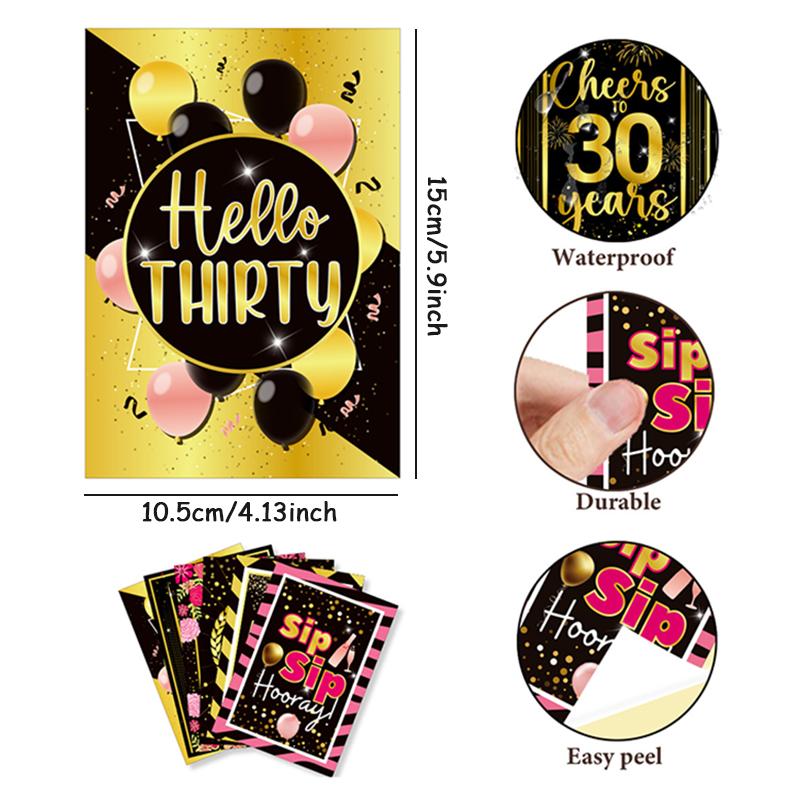 6Pcs Birthday Party Wine Bottle Stickers Suitable For 30/40/50/60 Birthday Celebrations Holiday Wine Bottle Labels