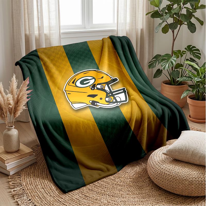 Green Bay Packers Flannel Fleece Blanket Cozy Warm Throw Blanket For Couch Bed Travel All Season Use