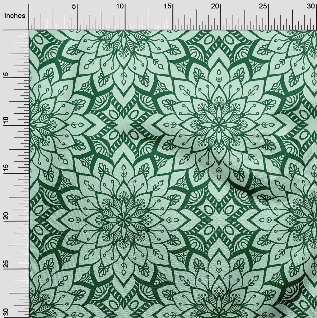oneOone Cotton Flex Green Fabric Asian Bohemian Dress Material Fabric Print Fabric By The Yard 40 Inch