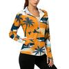 Women's Lightweight Zip-Up Hoodie with Hood and Pockets Hawaiian Print Long Sleeve Sun Protection Jacket for Outdoor Activities