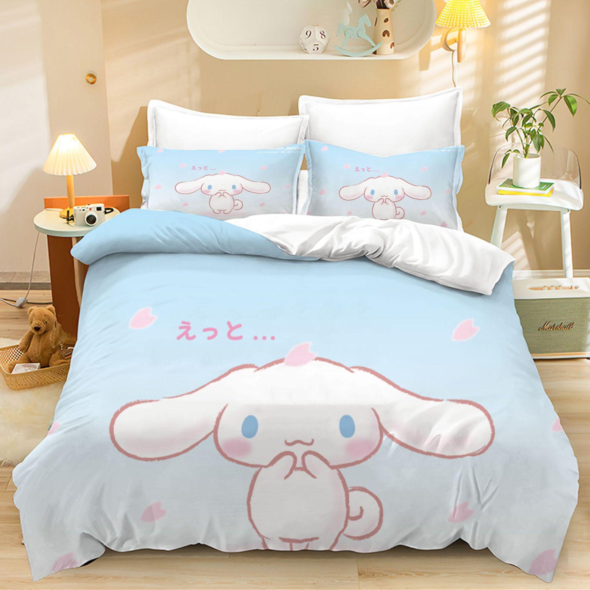 

Cute Cinnamoroll Bedding Sets Comforter Quilt Bed Cover Duvet Cover Pillow Case 2-3 Pieces Sets Kids Adult Size Home Decor EU Single 135x200cm