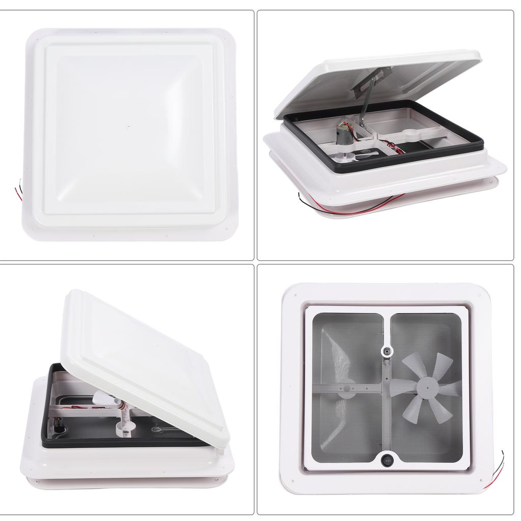 13.39×13.39inch RV Roof Vent with Fly Screen and Support Rod Tight Sealing Water Resistant Motorhome Ceiling Vent Fan