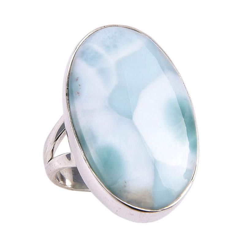 Natural Republic Larimar Gemstone 925 Solid Silver Jewelry Ring Size 5.5 R3R92