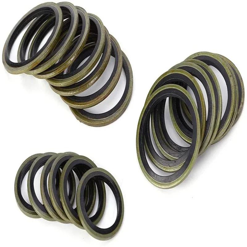 150/240 juntas de tapón de drenaje de metal para tubería de aceite de caucho hidráulico de alta presión, compatibles con anillo de sellado combinado