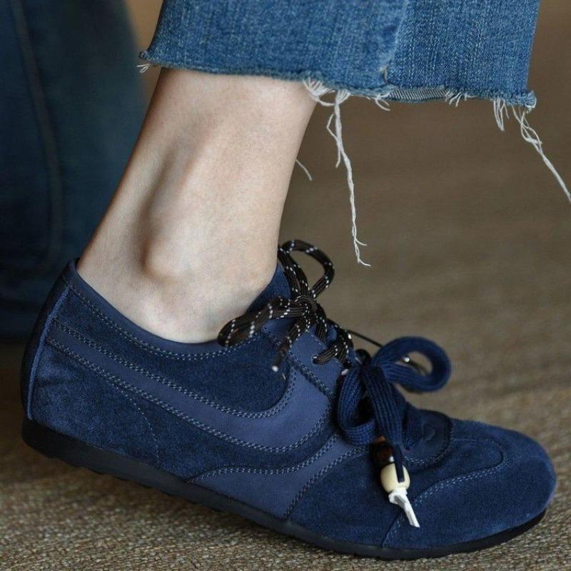 Fashion casual shoes frosted leather lace-up women's work soft-soled shoes super soft women's shoes autumn new flat-soled single shoes