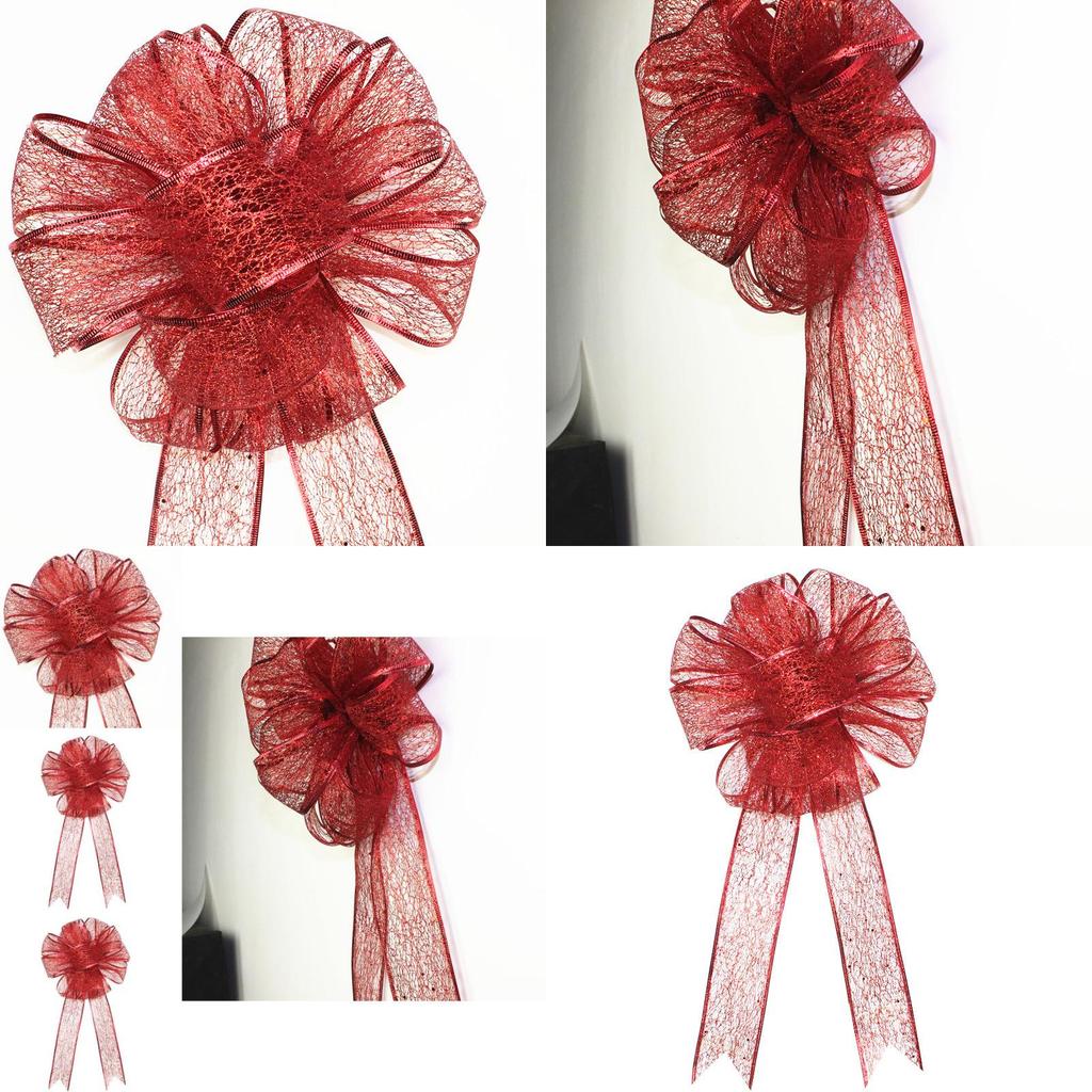 Grand Bouquet de Nœuds Rouges de Noël Ornement Décoratif de Fête Pour la Joie Festive