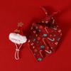 Pet Dog Cat Christmas Bandana Scarf With Felt Star Hat Set - Cotton Holiday Accessory Small Medium Pets