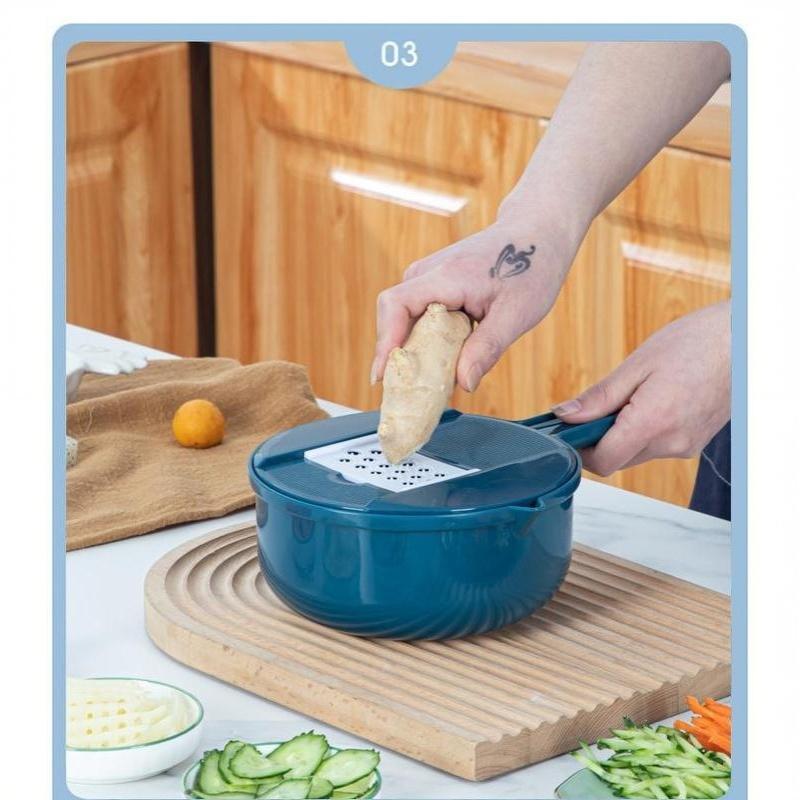 Manual Vegetable Cutter Slicer Grater with Drain Basket Detachable Blade Sharp Blade for Efficient Fruit Veggie Cutting