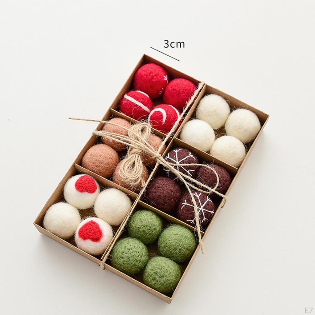 24 Stück handgefertigte Pompons, Wollperlen, Party-Dekoration, DIY-Filzkugeln, Weihnachtskugeln zum Basteln