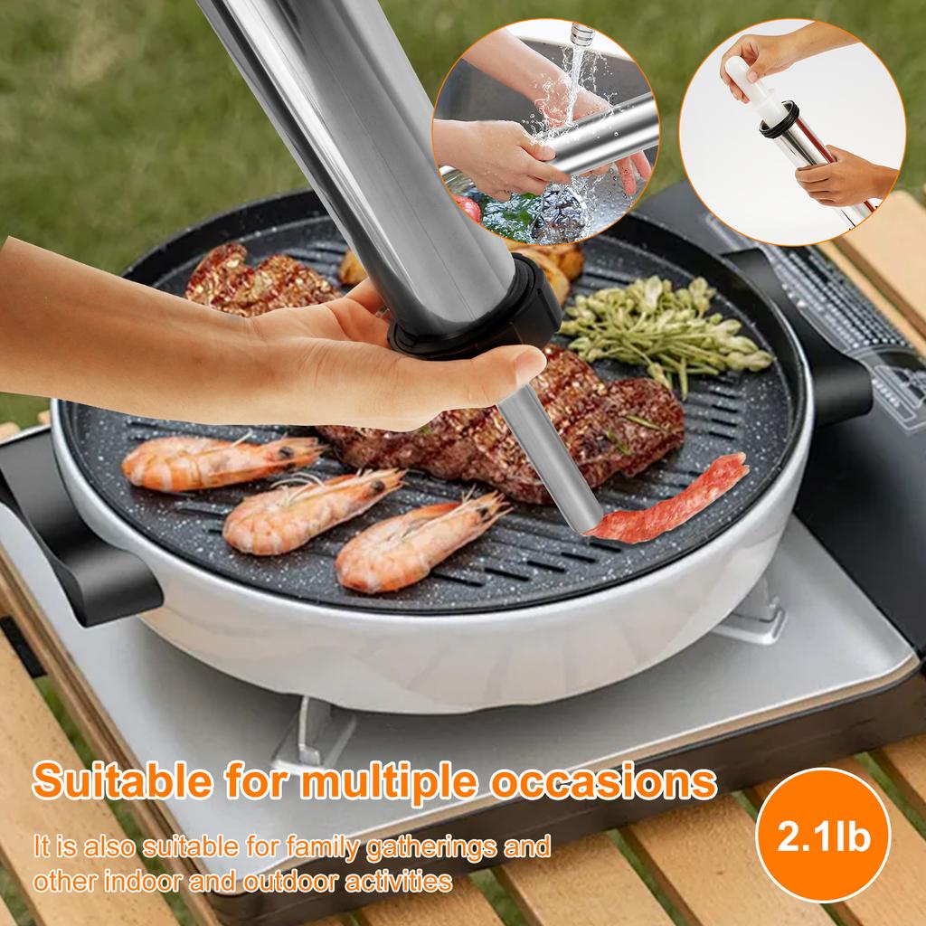 1Set Manual Sausage Stuffer Kit Stainless Steel Jerky Maker Kit  Easy Cleaning Homemade Sausage Machine for Home Kitchen Gadgets