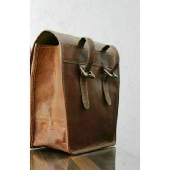 Torba motocyklowa podsiodłowa lewa strona Prawdziwa skóra kozia Brązowa tylna torba na narzędzia rowerowe.