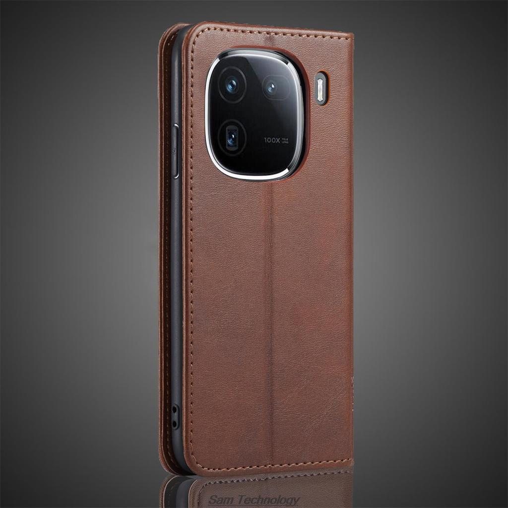 Magnetic Attraction Leather Case for Vivo iQOO 12 Pro / iQOO12 Pro Holster Flip Cover Case Wallet Phone Bags Capa Fundas Coque