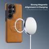 KEYSION Retro PU Leather Case for MagSafe for Samsung Galaxy S25 S26 Ultra 5G S26+ S25 FE Magnetic Shockproof Phone Cover