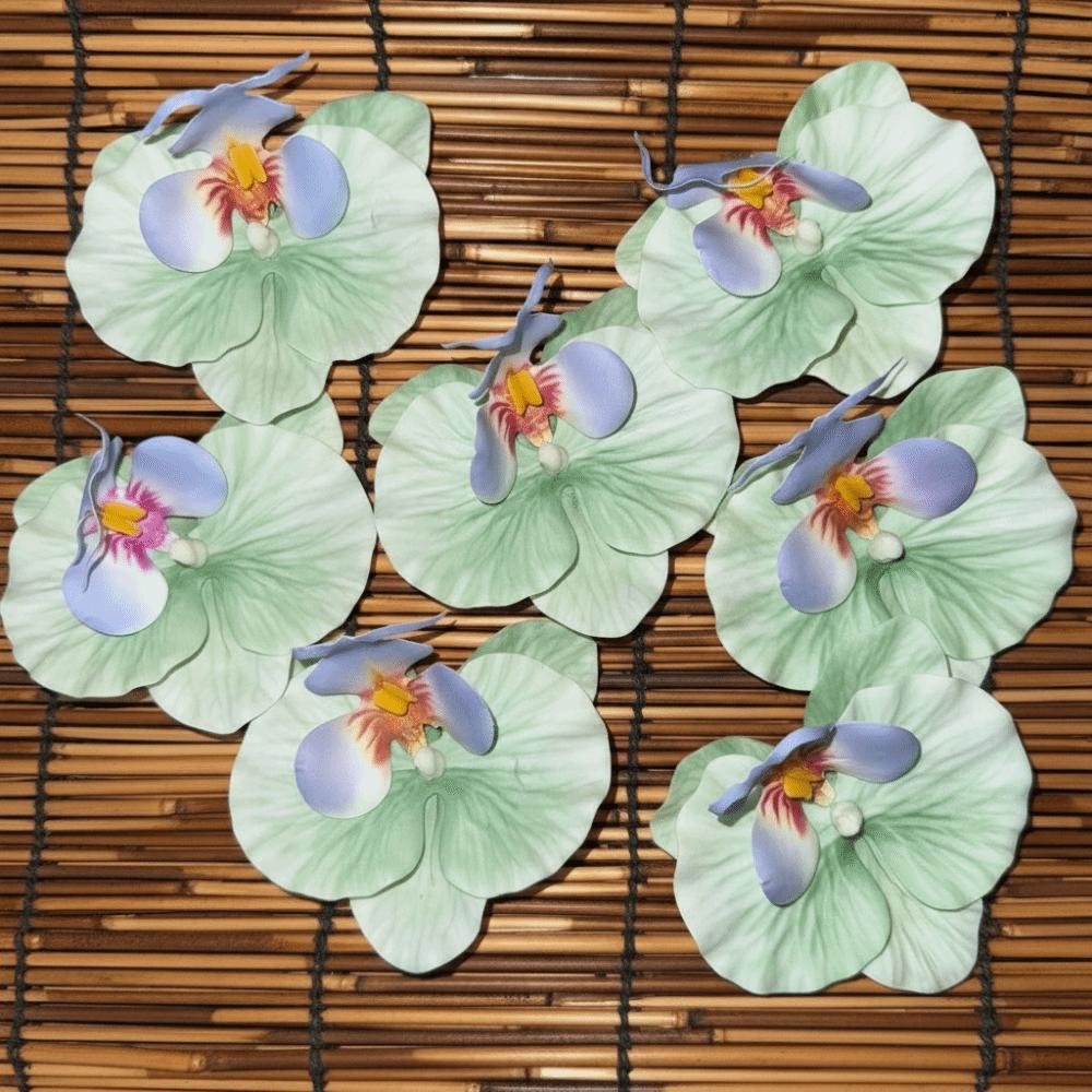6pcs 9cm Butterfly Orchid Flower Head Fake Flower Head  Hair Clips/Boutonniere/Cake Decoration