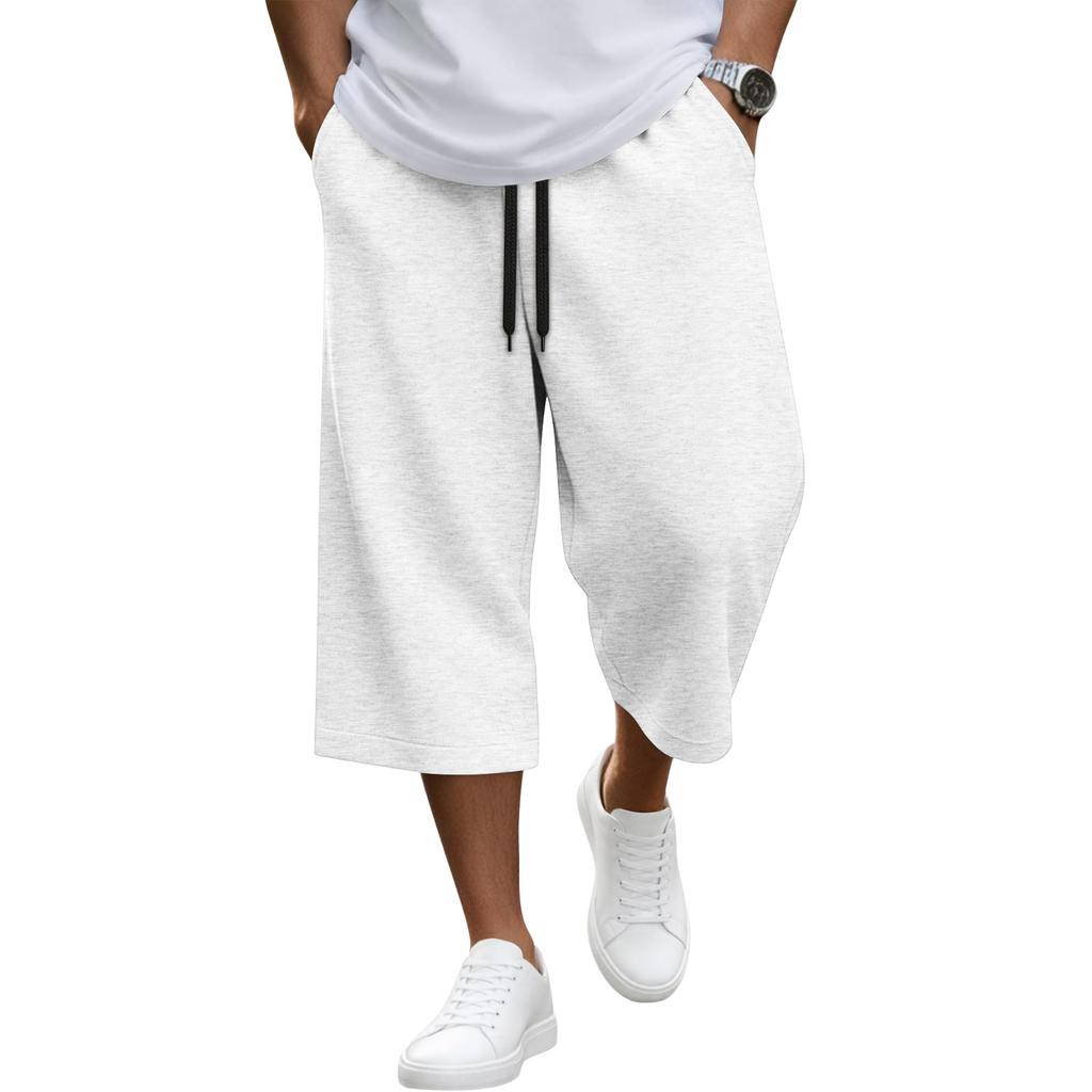 Men Drawstring Waist Casual Loose Fit Knee Length Shorts Lightweight Breathable Fabric Relaxed Style for Everyday Wear