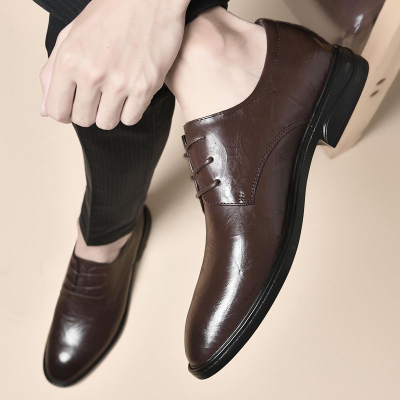 

Men s shoes 2025 summer new mature men s gentleman style pointed head daily work lace-up business leather shoes tide 38