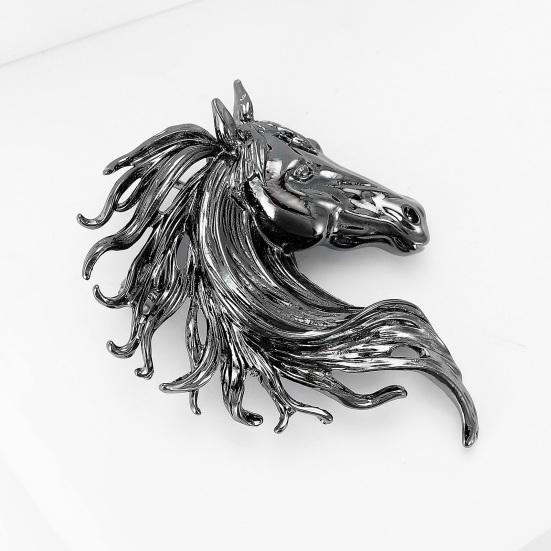 Brooch Pin Retro Style Horse Head Design Anti-oxidation Anti-rust Brooch Sweaters Hats Bags Fashion Accessory