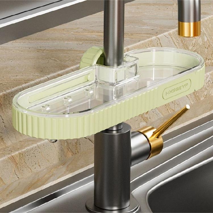 Stable Sink Sponge Shelf Functional Water Tap Sponge Storage Organizer Practical Kitchen Dishes Organizer Rack