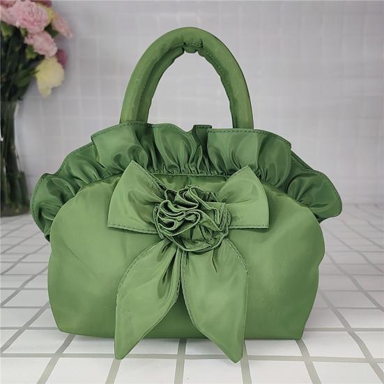 Borsa a Mano con Fiocco Arricciato Cerniera Liscia Portamonete per Feste Riunioni Banchetti Nuziali