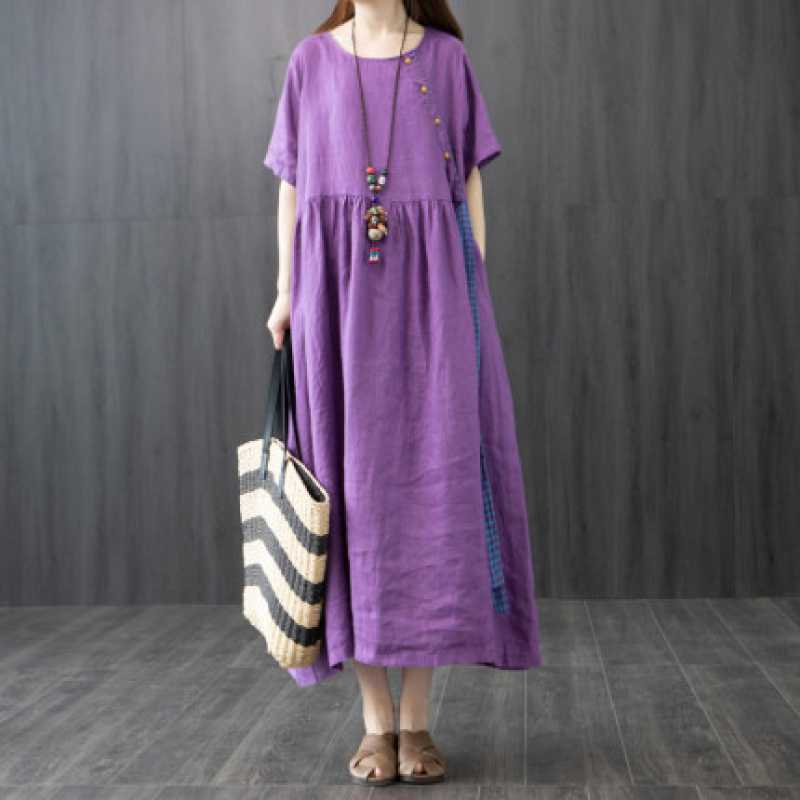 

Летнее женское платье большого размера со шнуровкой, приталенное, с завышенной талией XL фиолетовый