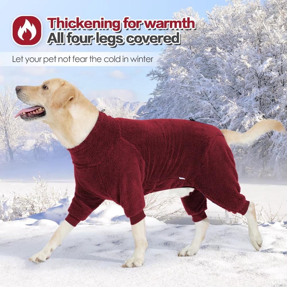Thickened Winter Dog Jumpsuit Fullbody Dog Pullover Practical Four Legged Dog Clothing  Puppy