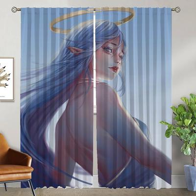 Female Elf Blackout Curtains for Living Room Curtain Home Interior Curtains 2 Pieces Halloween Decoration Shades Partition Child