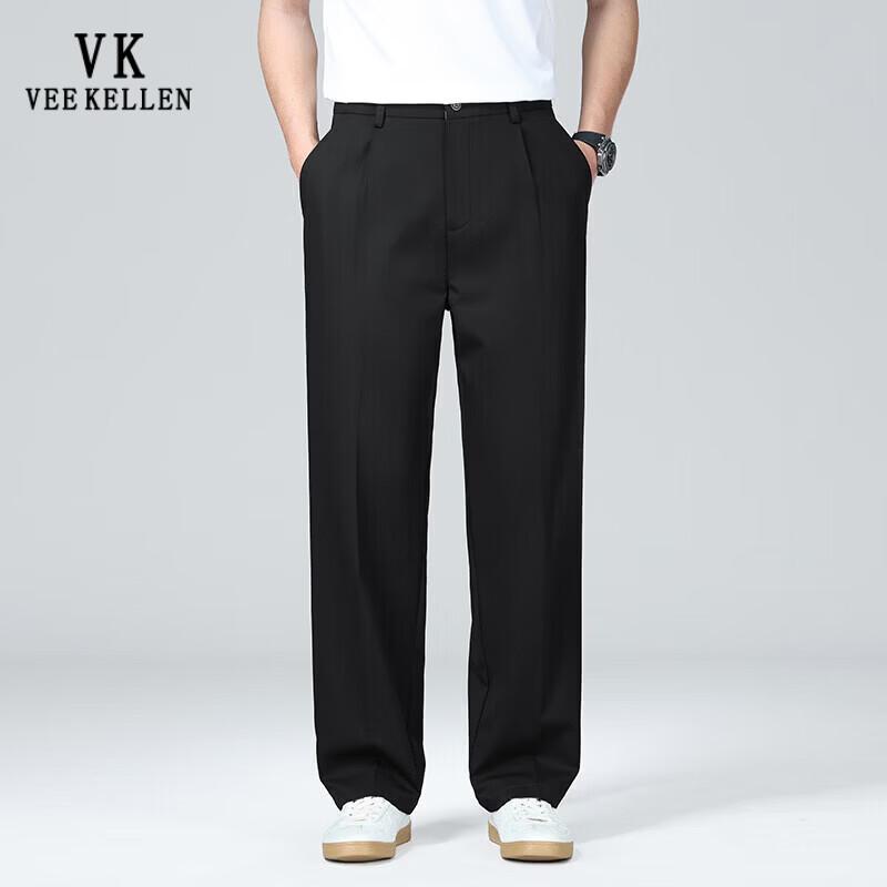 VEE KELLEN Men's Summer Bamboo Blend Straight-Leg Business Casual Trousers
