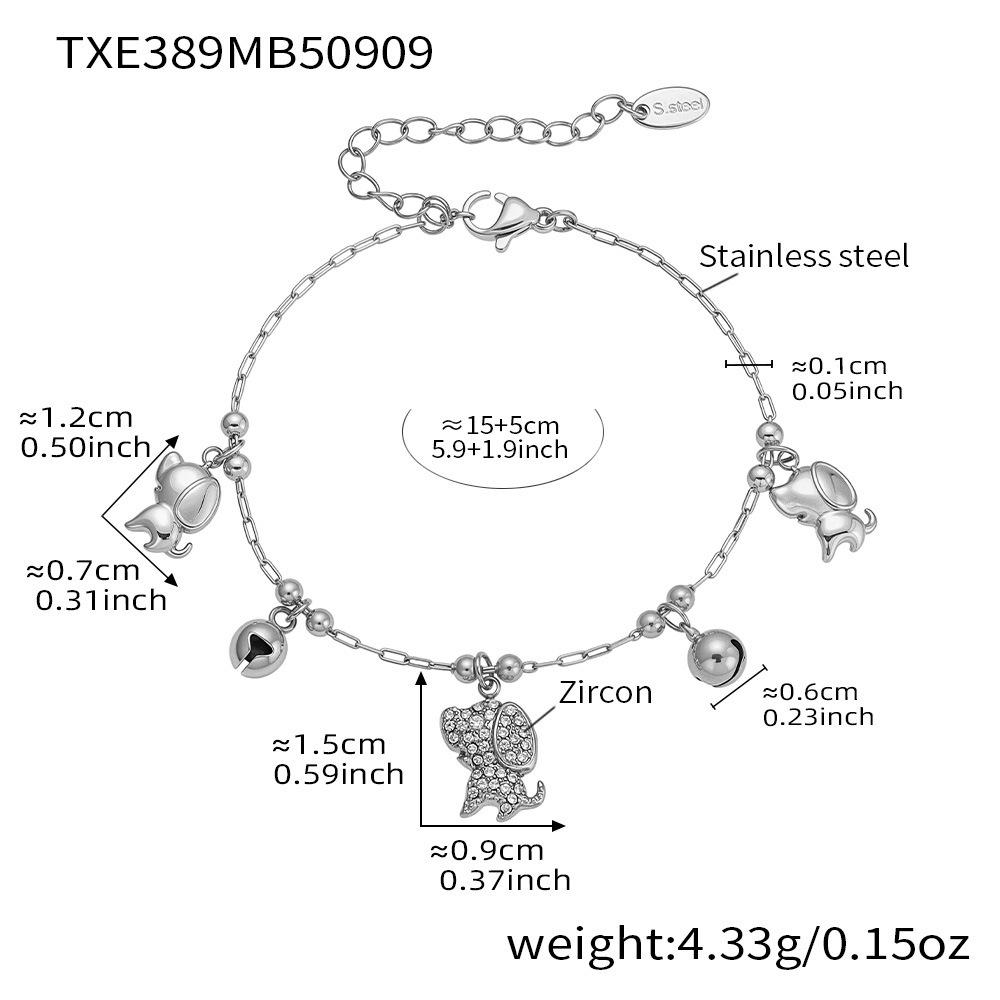 Qiong Yao 5A Zirconia Bell-Shaped Multi-Accessory Bracelet & Necklace Set in 18K Gold-Plated Stainless Steel.