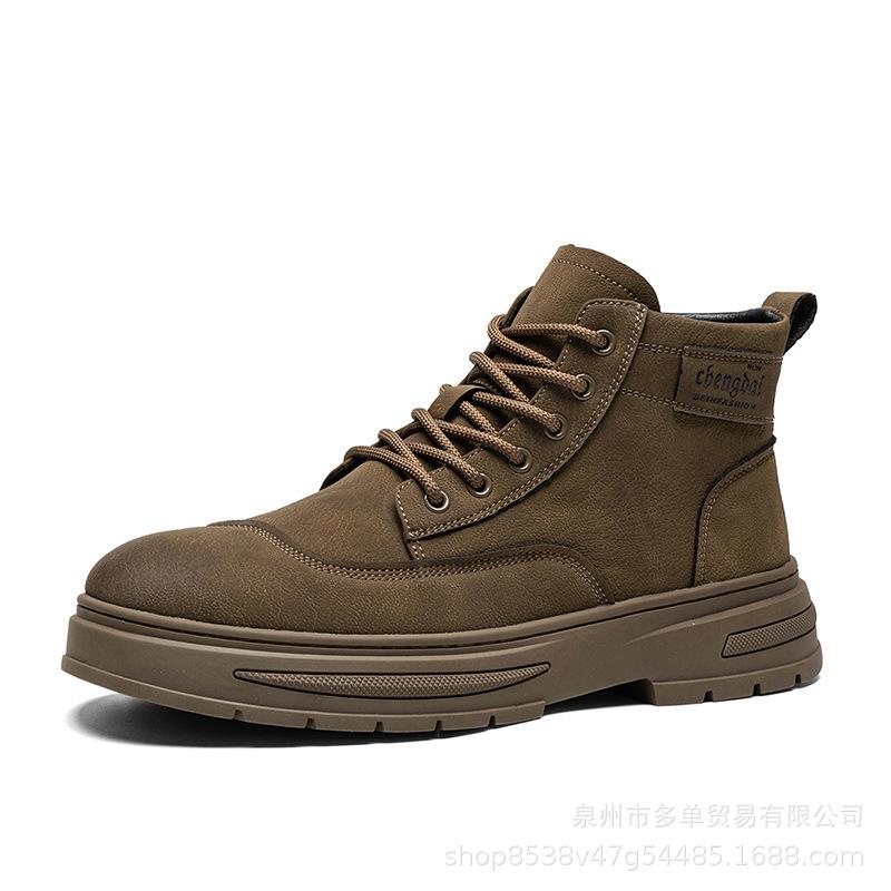

Martin boots autumn new British casual thick-soled anti-skid heightening student lace-up locomotive boots 39 хаки
