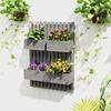 Wall-mounted Wooden Garden Planters with Trellis, Drainage Holes and 3 Planter Boxes for Patio, Grey
