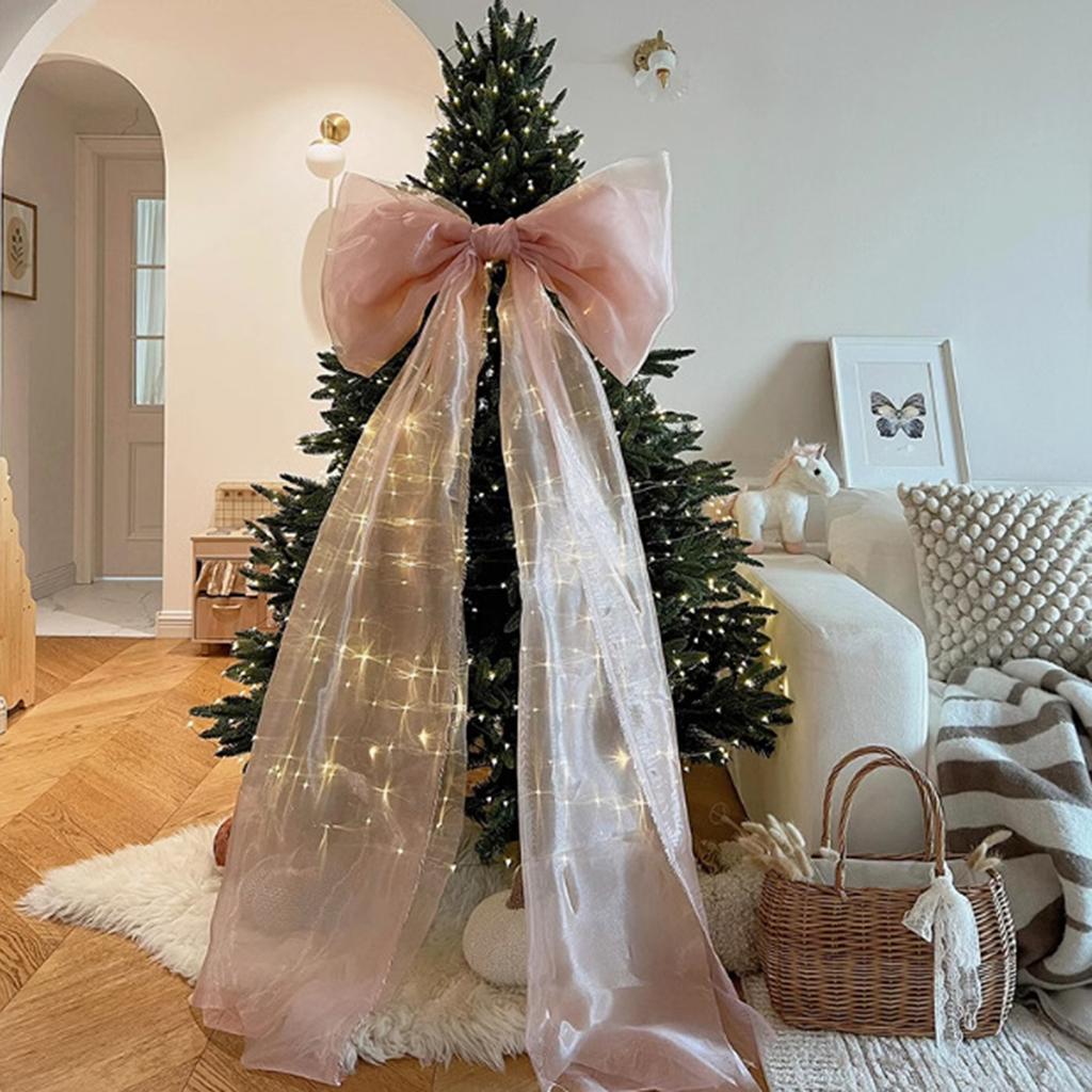 Large Giant Xmas Tree Toppers Bows Xmas Tree Bowknot Pendant Ornaments for Home Wreath Wall Backdrop
